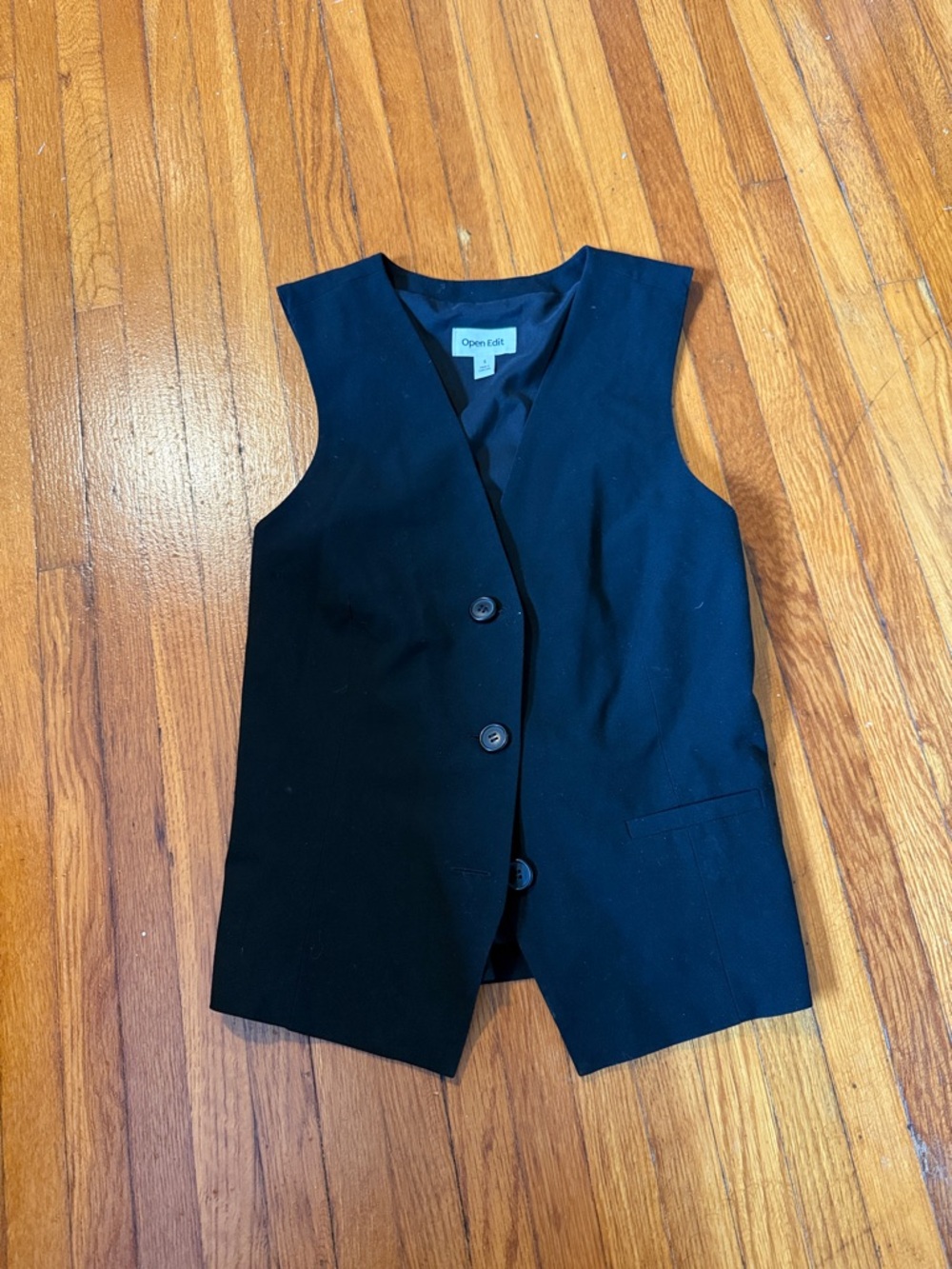 Open Edit Black Button Front Vest